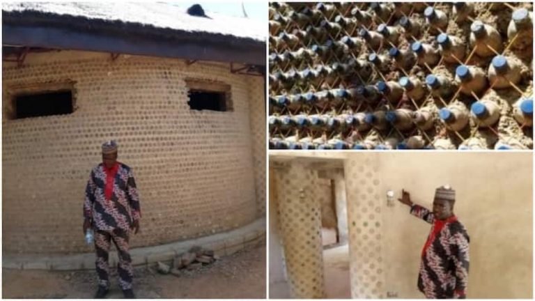 Nigerian man built house with plastic battles