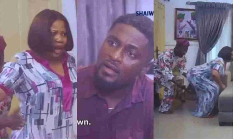 “Na My Wife You Dey Touch Like This, No Be Your Fault” – Adeniyi Johnson Reacts As Jigan Babaoja Touch His Wife Anyhow In Movie